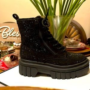 Gemstone combat boots , really tough material never worn!